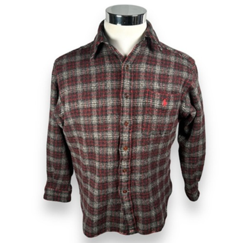 Vintage Polo Ralph Lauren Lowell Sport Tweed Flannel Shirt Jacket Mens XS Red